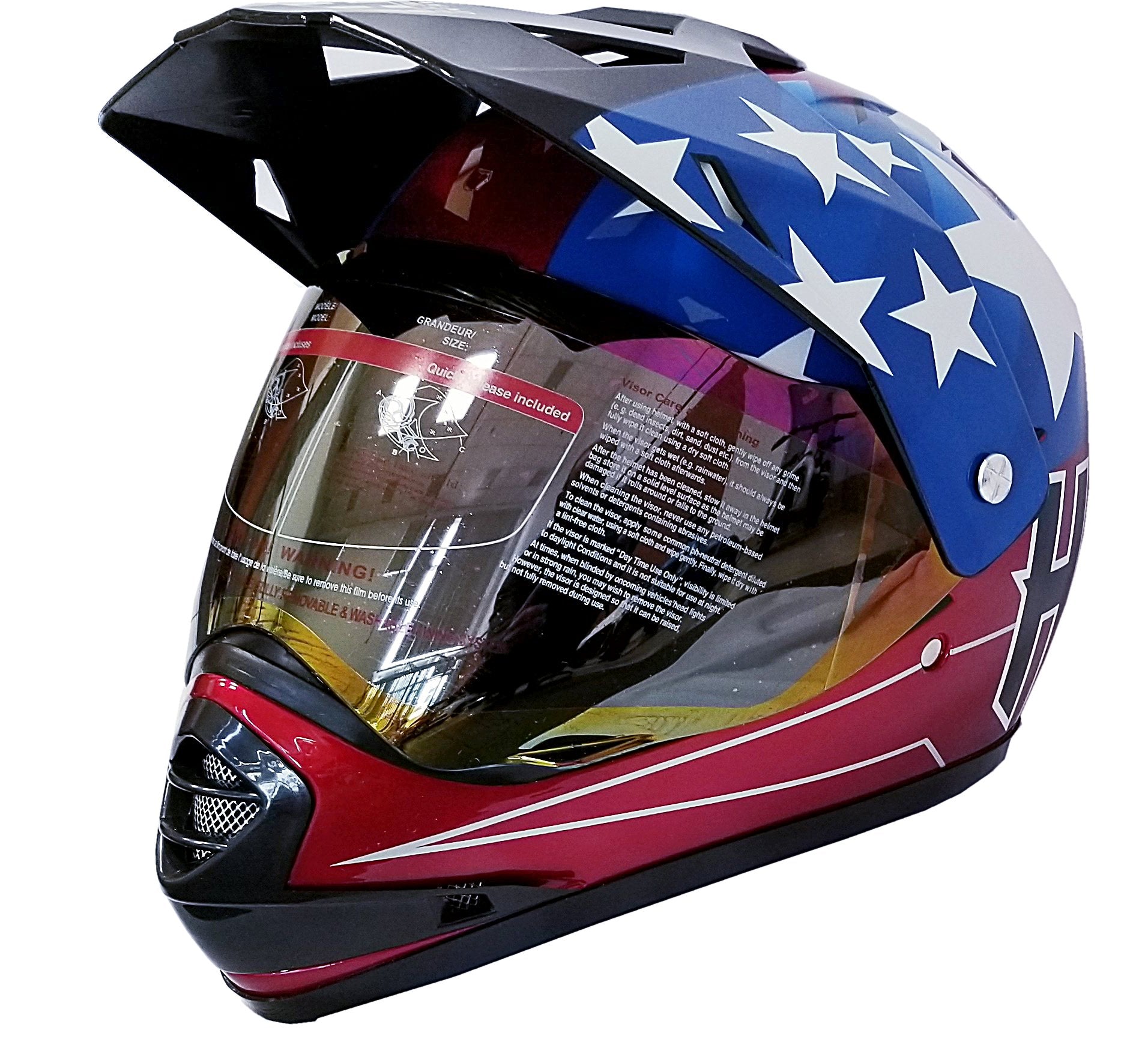 HHH DOT Youth & Kids Helmet for Dirtbike ATV Motocross MX Offroad Motorcyle Street bike Snowmobile Helmet with VISOR (RED-USA)