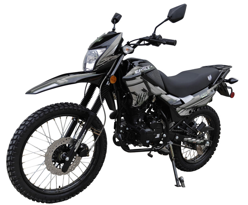 HHH Eagle 250 Dirt Bike HAWK 4-Stroke Gas Dual Sport Enduro Motorcycle 5-Speed Manual Transmission Electric/Kick Start  21"/18" Wheels, Front & Rear Hydraulic Disc Brakes