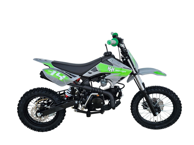 HHH DB14 110cc Dirt Bike Semi-Auto Off Road Dirt Bike Pit Gas bike for youth and kids (Green)