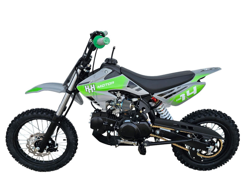 HHH DB14 110cc Dirt Bike Semi-Auto Off Road Dirt Bike Pit Gas bike for youth and kids (Green)