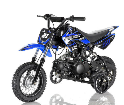 Apollo Motors DB-21 70cc Kids Dirt Bike | Semi-Automatic 4-Gear | Training Wheels | CARB Approved
