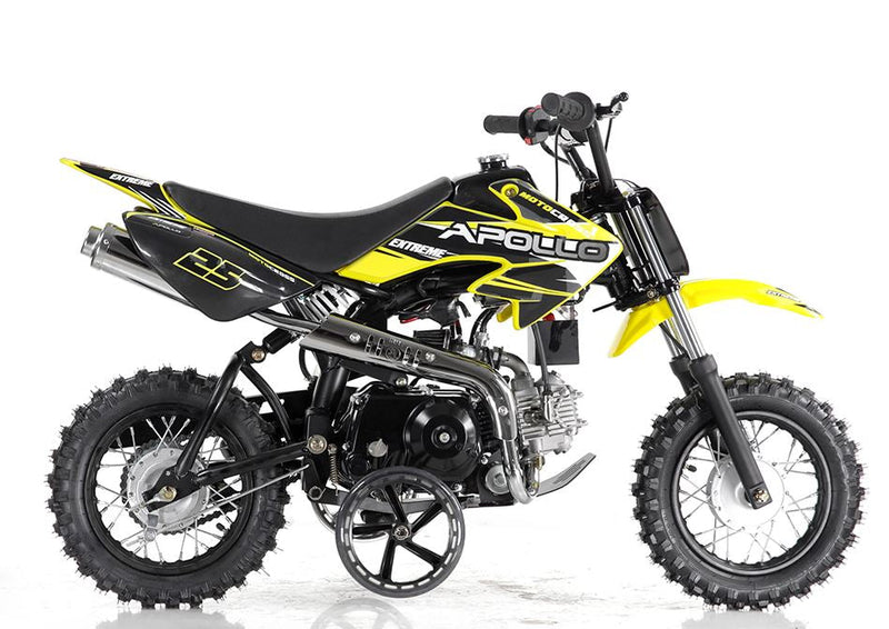 Apollo Motors DB-25 70cc Kids Dirt Bike | Fully Automatic | Training Wheels | CARB Approved