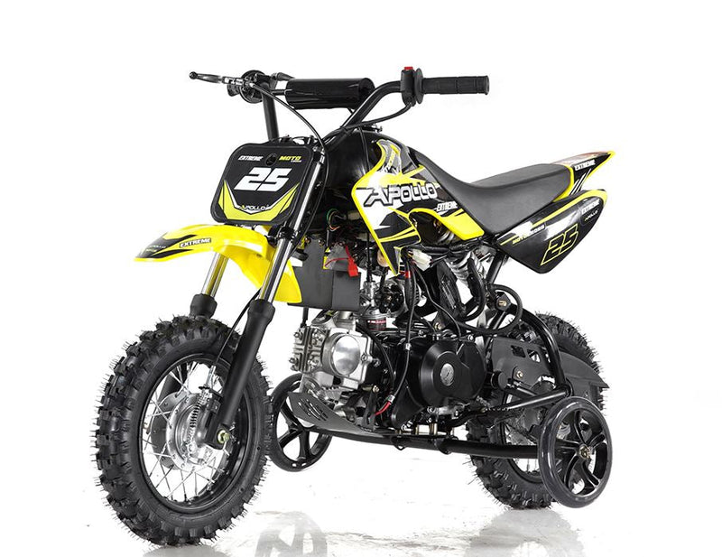 Apollo Motors DB-25 70cc Kids Dirt Bike | Fully Automatic | Training Wheels | CARB Approved