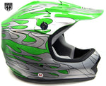 HHH DOT Youth & Kids Helmet | Dirt Bike | ATV | MX | Off-Road | Green Flame