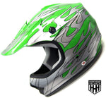 HHH DOT Youth & Kids Helmet | Dirt Bike | ATV | MX | Off-Road | Green Flame