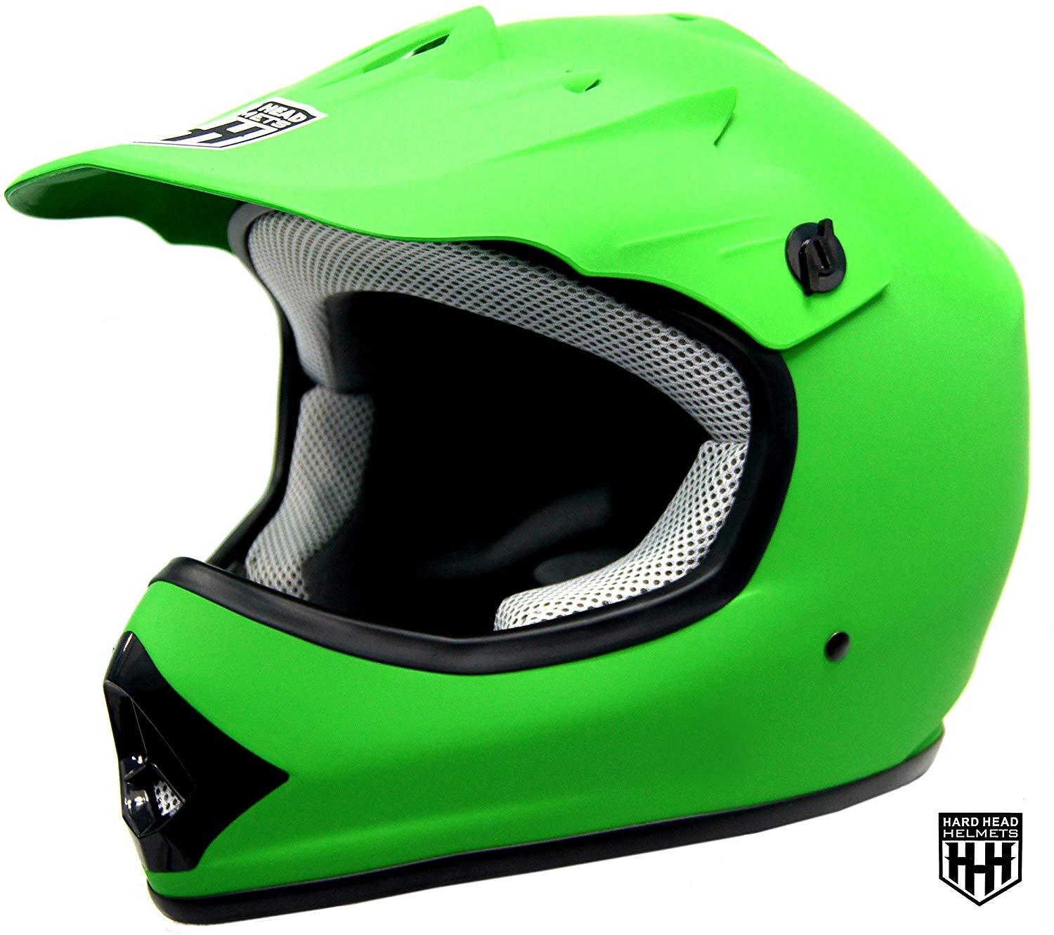 HHH DOT Youth & Kids Helmet for Dirtbike ATV Motocross MX Offroad Motorcyle Street bike Snowmobile Helmet with VISOR-Matte-Green-USA