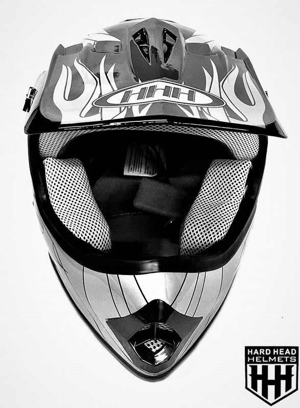 HHH DOT Youth & Kids Helmet | Dirt Bike | ATV | MX | Off-Road | Black Flame