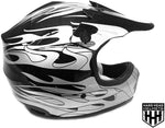 HHH DOT Youth & Kids Helmet | Dirt Bike | ATV | MX | Off-Road | Black Flame