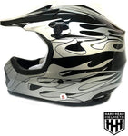 HHH DOT Youth & Kids Helmet | Dirt Bike | ATV | MX | Off-Road | Black Flame
