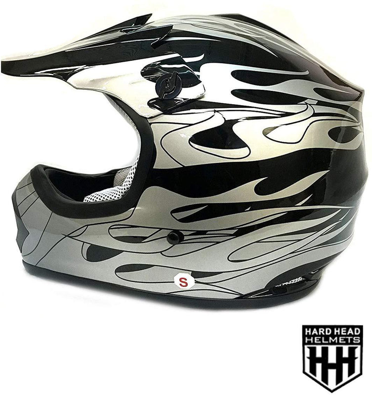 HHH DOT Youth & Kids Helmet | Dirt Bike | ATV | MX | Off-Road | Black Flame
