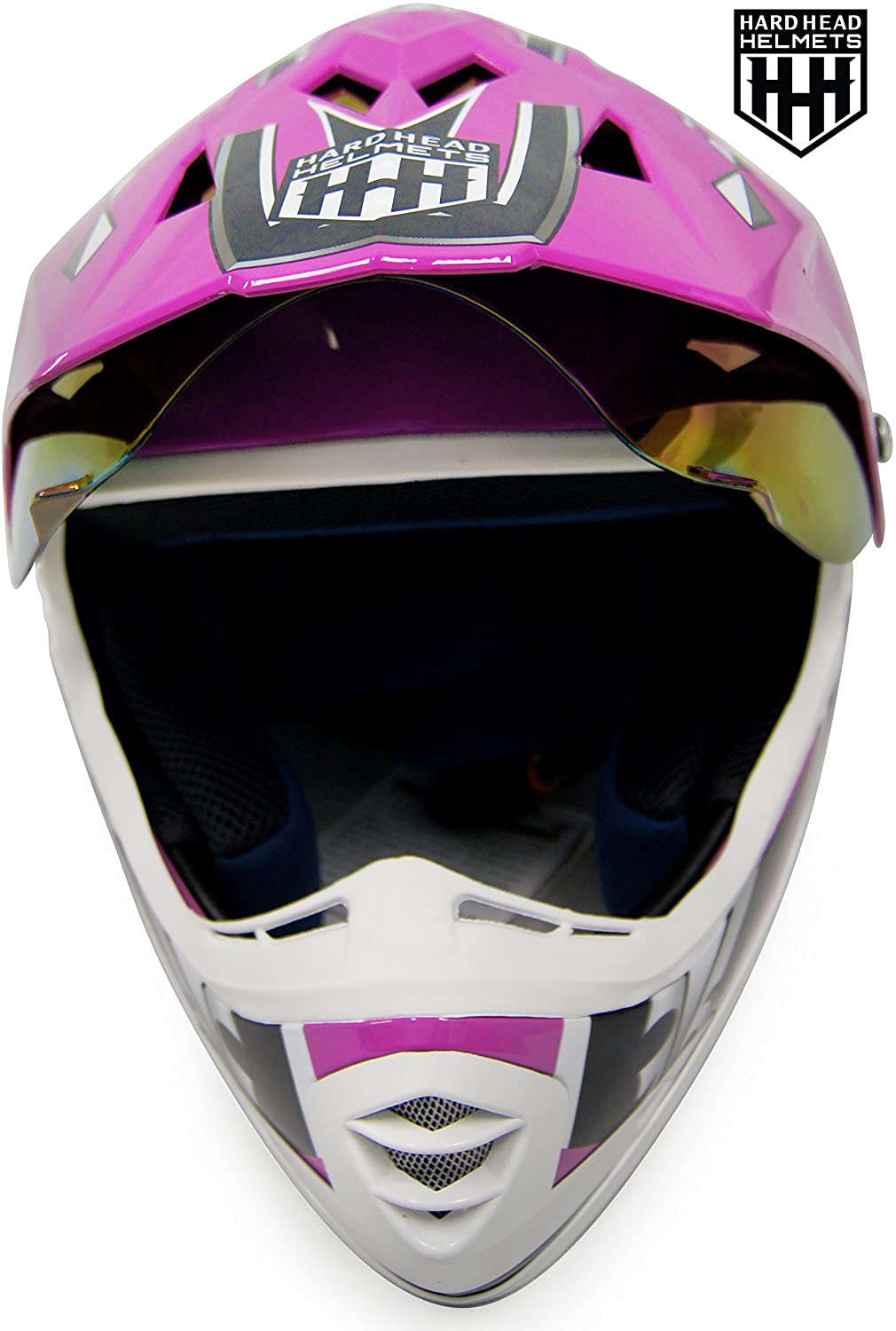 HHH DOT Youth & Kids helmet safety for Dirt bike ATV Motocross MX Offroad Motorcycle Street bike Snowmobile Helmet with VISOR-Pink-USA