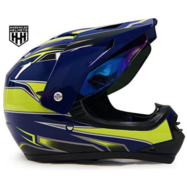 HHH DOT Youth & Kids Helmet for Dirtbike ATV Motocross MX Offroad Motorcyle Street bike Snowmobile Helmet with VISOR-YELLOW-USA