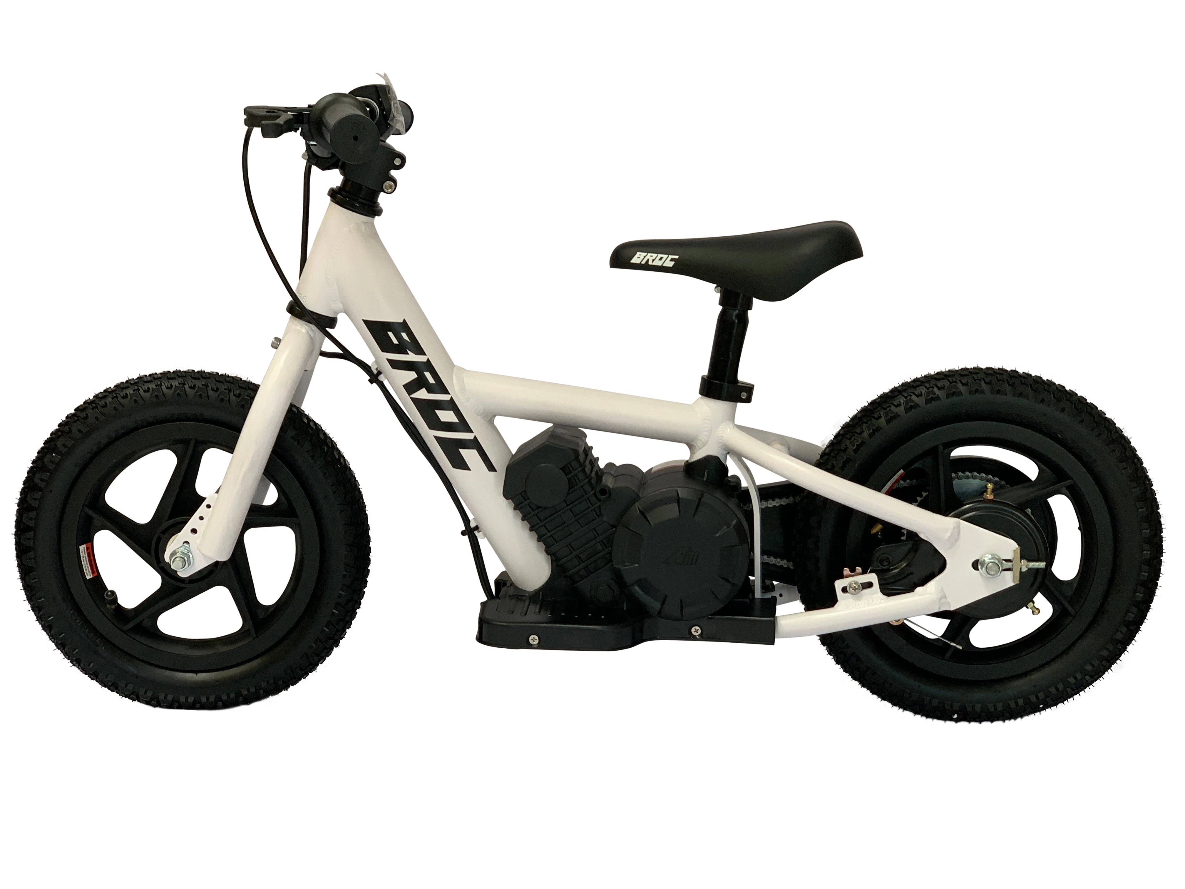 BROC USA  12-inch Balance E-Bike -White-With Safety Brake cut Switch